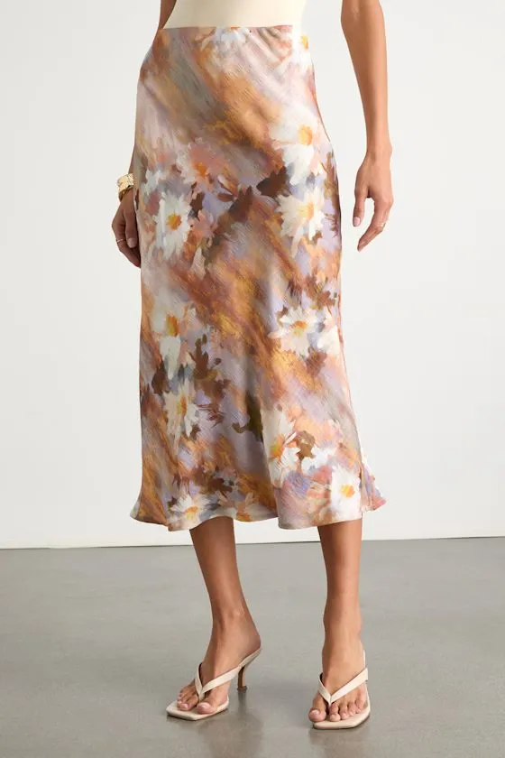Shalia Multi Abstract Floral Midi Skirt sold by Lulus product image thumbnail 2
