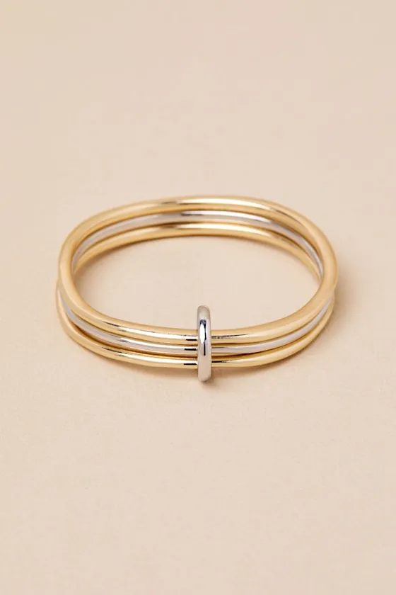 Zarindah Gold and Silver Bangle Cuff Bracelet sold by Lulus product image thumbnail 4