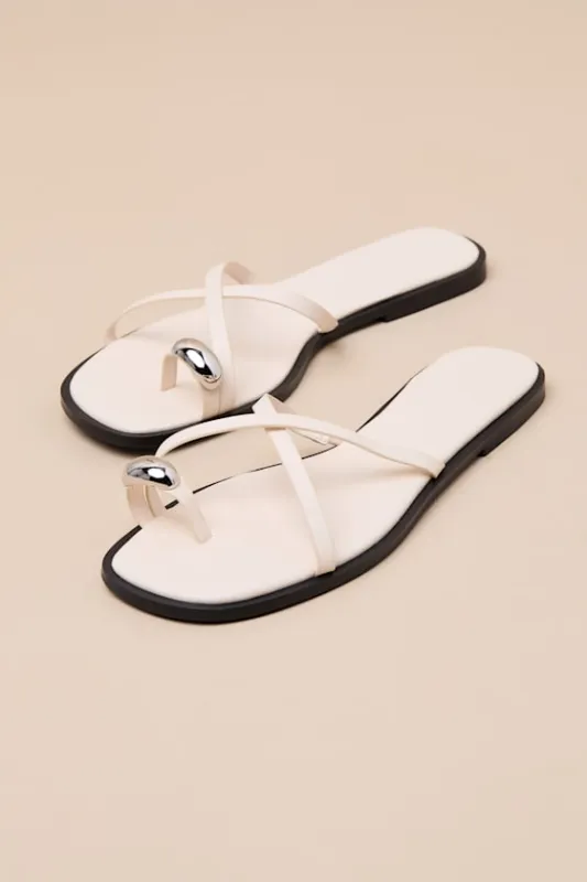 Nya Bone Flat Slide Sandals sold by Lulus