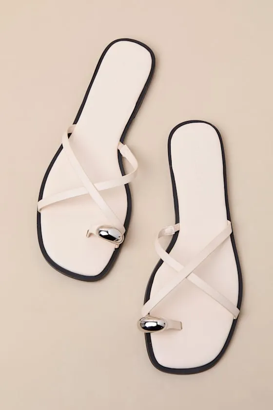 Nya Bone Flat Slide Sandals sold by Lulus product image thumbnail 2