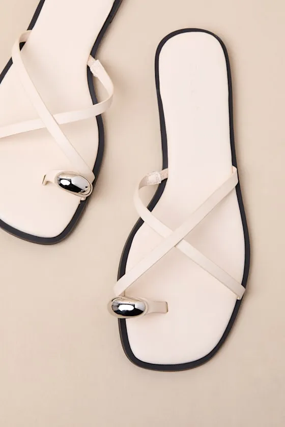 Nya Bone Flat Slide Sandals sold by Lulus product image thumbnail 4