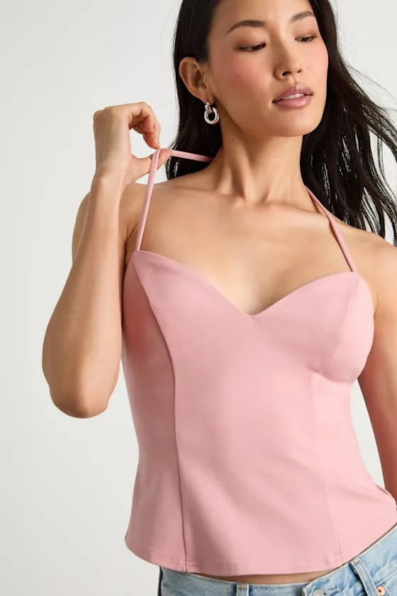 Renan Light Pink Halter Neck Top sold by Lulus product image thumbnail 2