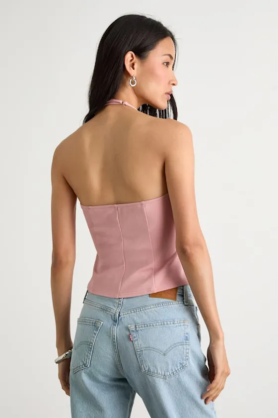 Renan Light Pink Halter Neck Top sold by Lulus product image thumbnail 3
