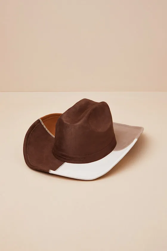 Faithe Brown Color Block Suede Cowboy Hat sold by Lulus