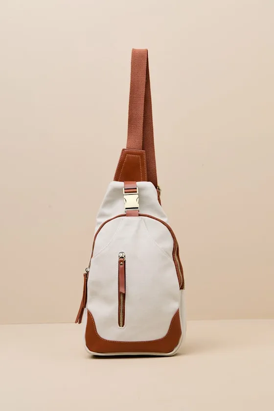 Myla Cream Canvas Crossbody Backpack sold by Lulus