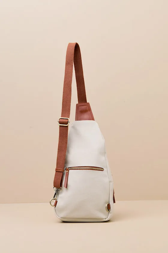 Myla Cream Canvas Crossbody Backpack sold by Lulus product image thumbnail 3
