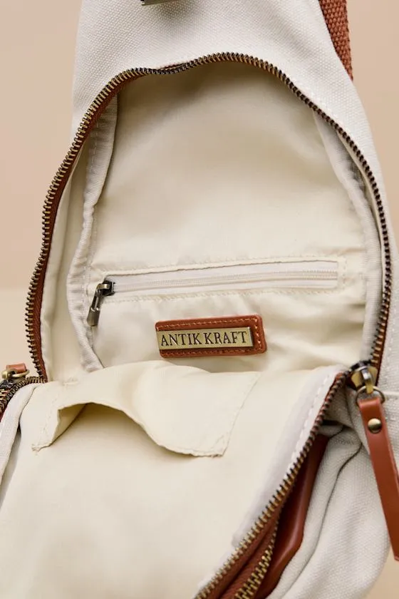 Myla Cream Canvas Crossbody Backpack sold by Lulus product image thumbnail 4