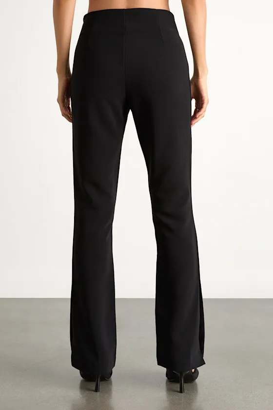 Rinely Black Low-Rise Split Flare Pants sold by Lulus product image thumbnail 3