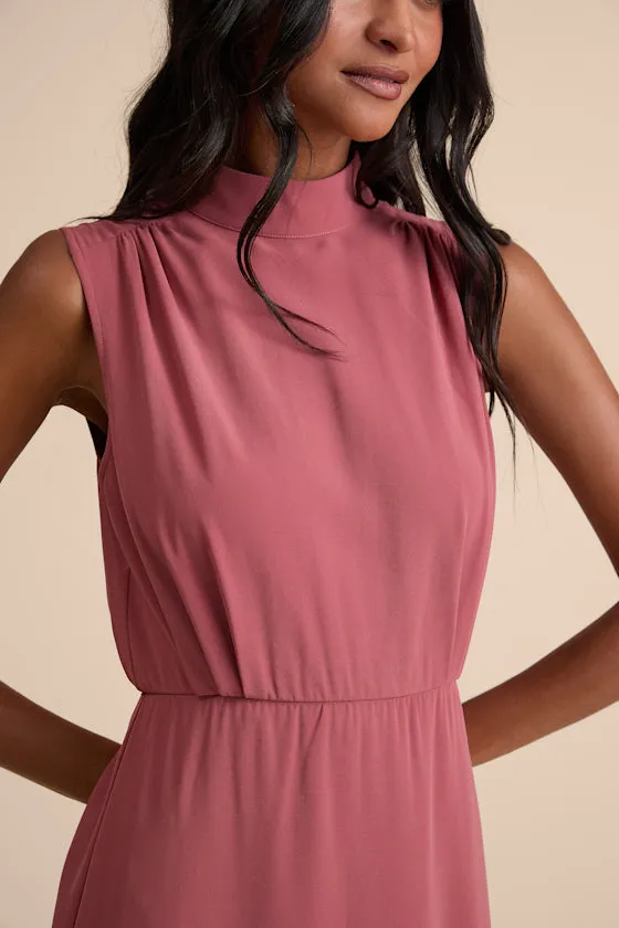 Classic Elegance Rusty Rose Sleeveless Mock Neck Maxi Dress sold by Lulus product image thumbnail 2