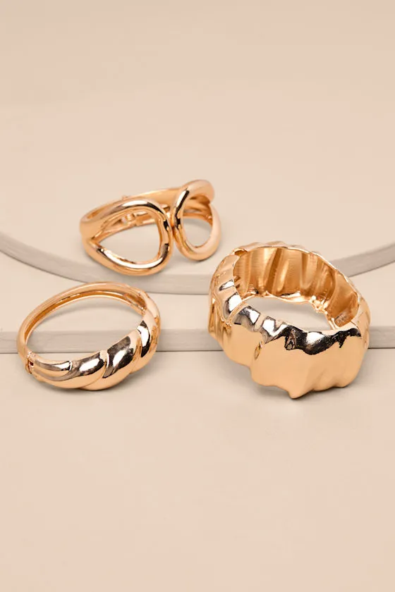 Elea Gold Three-Piece Bangle Bracelet Set sold by Lulus product image thumbnail 2