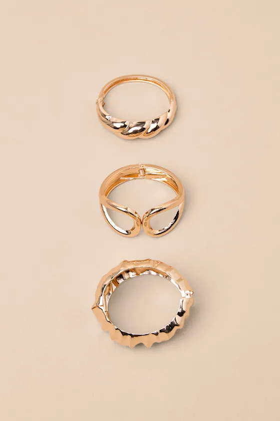Elea Gold Three-Piece Bangle Bracelet Set sold by Lulus product image thumbnail 4