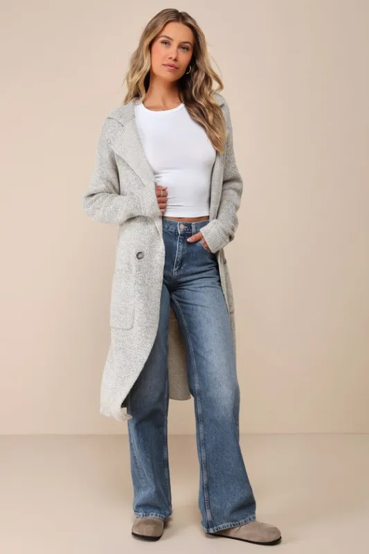 Cuddle Club Beige Marled Long Sleeve Coatigan sold by Lulus