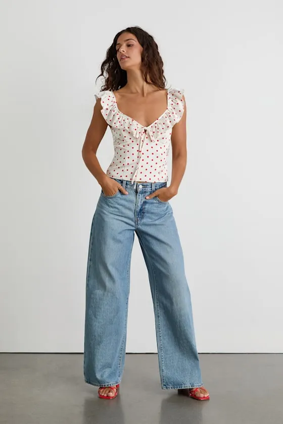 Vivi White Polka Dot Satin Ruffled Tie-Back Top sold by Lulus product image thumbnail 4