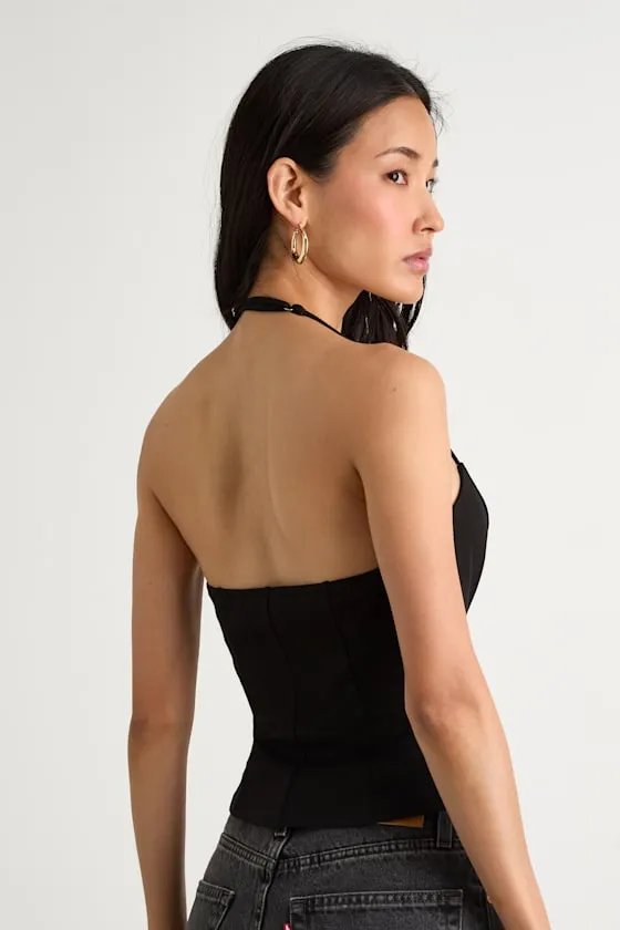 Renan Black Halter Neck Top sold by Lulus product image thumbnail 2