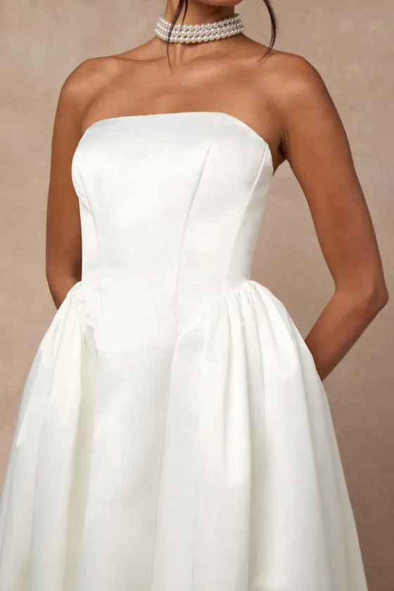 Bennett White Satin Strapless A-Line Maxi Dress sold by Lulus product image thumbnail 2