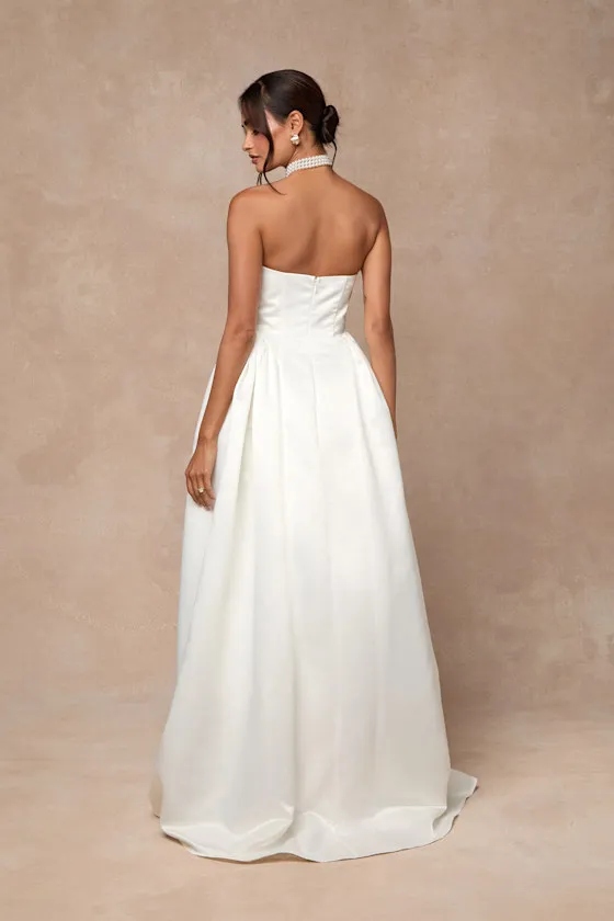 Bennett White Satin Strapless A-Line Maxi Dress sold by Lulus product image thumbnail 3