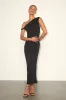 Fauna Black Twisted One-Shoulder Bodycon Midi Dress sold by Lulus
