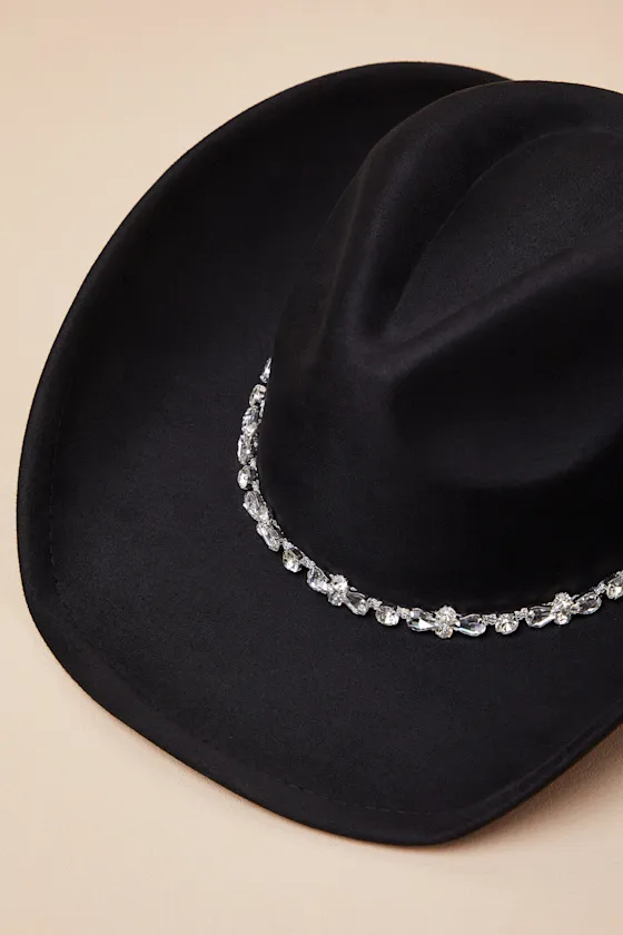 Izarra Black Rhinestone Cowboy Hat sold by Lulus product image thumbnail 2