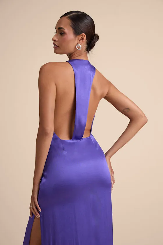 Organa Purple Satin Racerback Maxi Dress sold by Lulus product image thumbnail 2