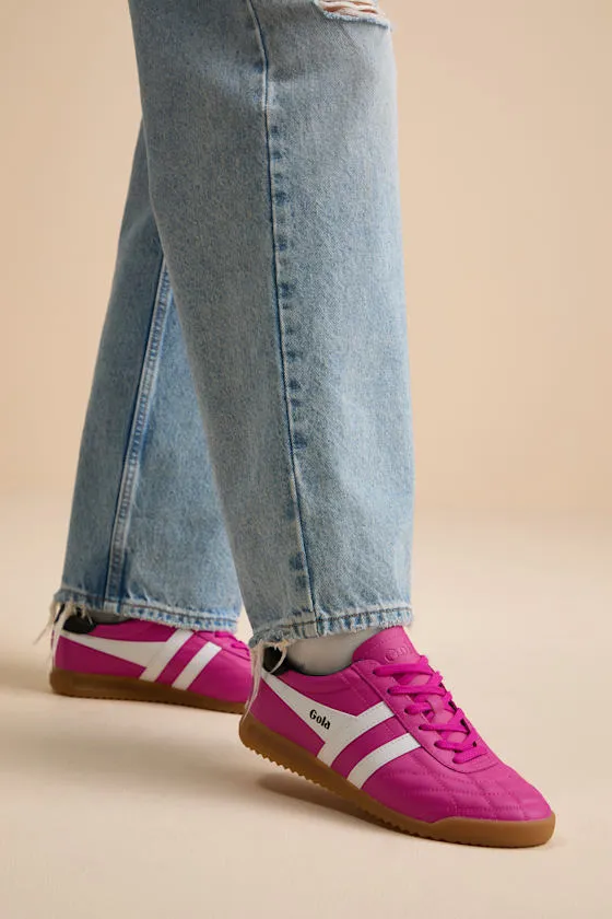 Stadium Shocking Pink and White Quilted Leather Sneakers sold by Lulus