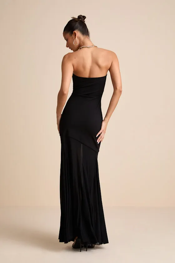 Elaris Black Mixed Media Strapless Maxi Dress sold by Lulus product image thumbnail 2