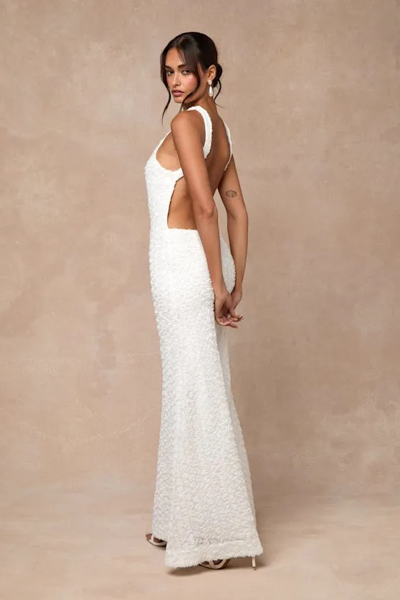 Ottiline White Textured Backless Maxi Dress sold by Lulus product image thumbnail 2
