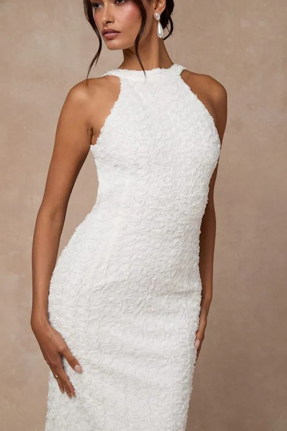 Ottiline White Textured Backless Maxi Dress sold by Lulus product image thumbnail 3