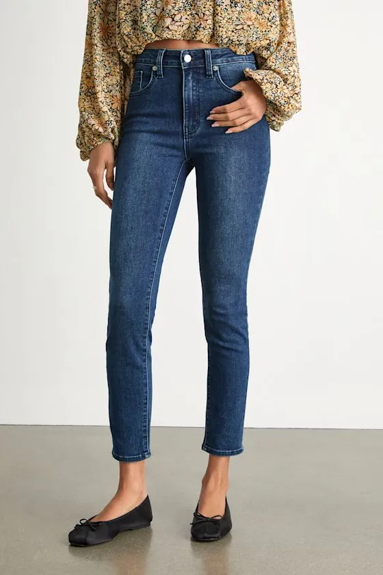 Stafford Dark Wash Denim High-Rise Skinny Jeans sold by Lulus product image thumbnail 2