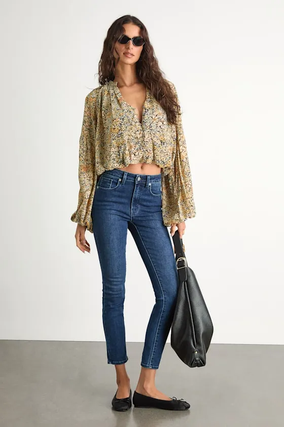 Stafford Dark Wash Denim High-Rise Skinny Jeans sold by Lulus product image thumbnail 4