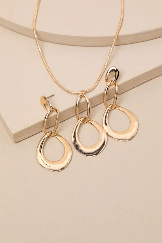 Jannie Gold Necklace and Earrings Set sold by Lulus product image thumbnail 2