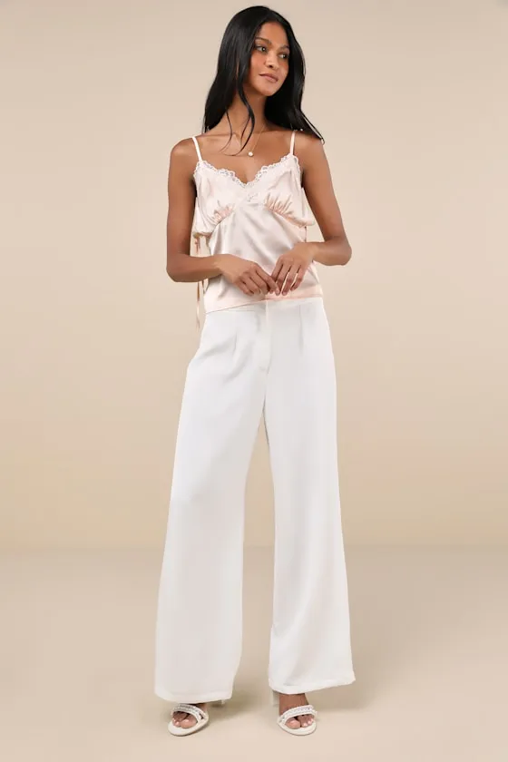 Remarkably Darling Champagne Lace Bow Strap Cami Top sold by Lulus product image thumbnail 3