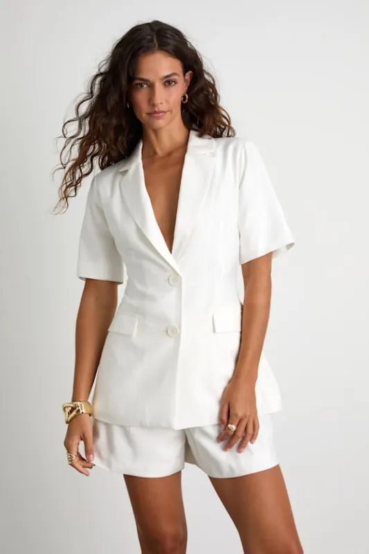 Cahira White High-Rise Shorts sold by Lulus