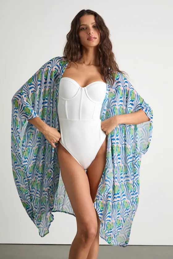 Tika Blue Multi Floral Print Sarong Swim Cover-Up sold by Lulus