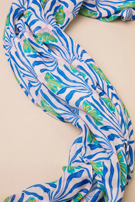 Tika Blue Multi Floral Print Sarong Swim Cover-Up sold by Lulus product image thumbnail 2