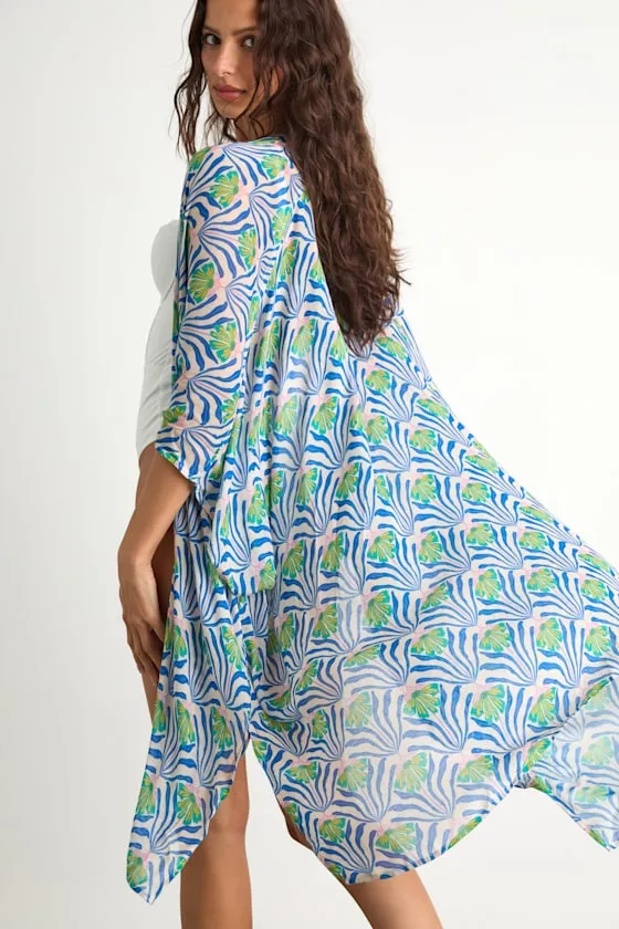 Tika Blue Multi Floral Print Sarong Swim Cover-Up sold by Lulus product image thumbnail 3