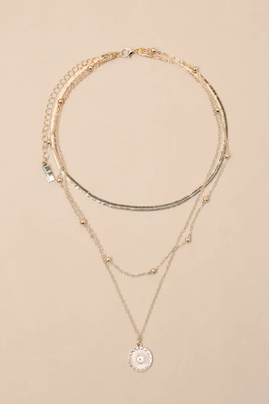 Maven Gold Layered Pendant Necklace sold by Lulus
