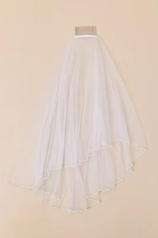 Kaya White Mesh Beaded Short Veil sold by Lulus