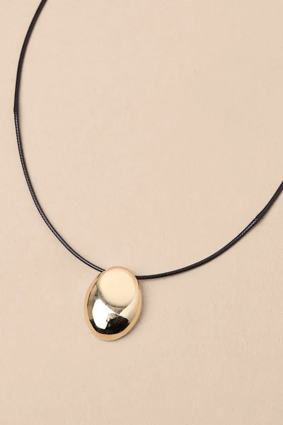 Louetta Gold Pendant Cord Choker Necklace sold by Lulus product image thumbnail 2