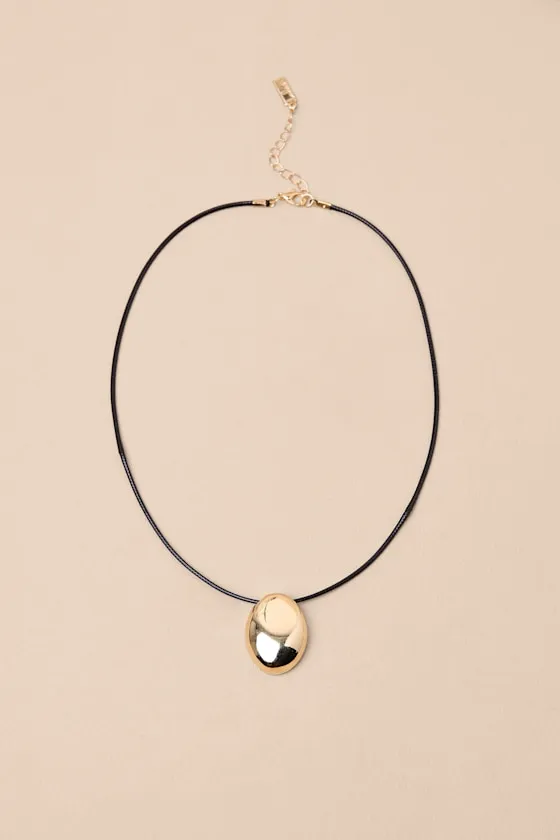 Louetta Gold Pendant Cord Choker Necklace sold by Lulus product image thumbnail 4