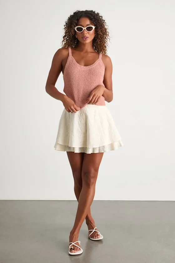 Alwen Cream Embroidered Tiered Mini Skirt sold by Lulus product image thumbnail 4