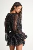 Christy Black Floral Button-Front Long Sleeve Mini Dress sold by Lulus