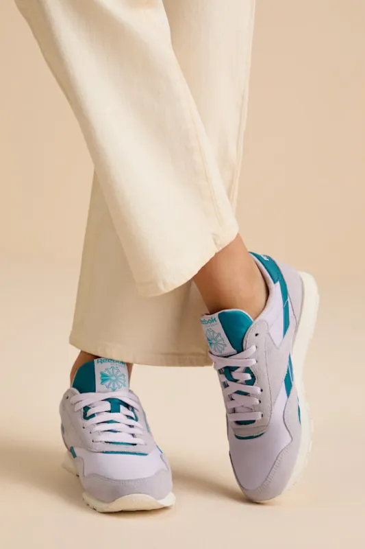 Classic Nylon Digital Gleam and Retro Teal Suede Sneakers sold by Lulus