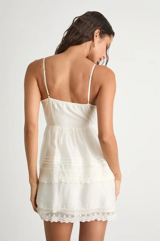 Abby White Lace Tiered Mini Dress sold by Lulus product image thumbnail 3