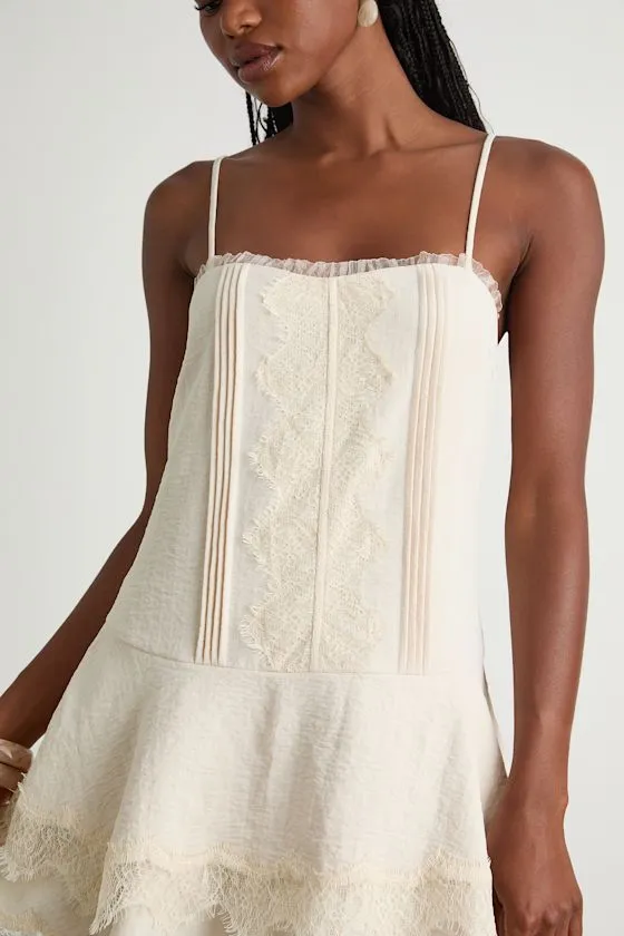 Sahima Cream Lace Tiered Mini Dress sold by Lulus product image thumbnail 2