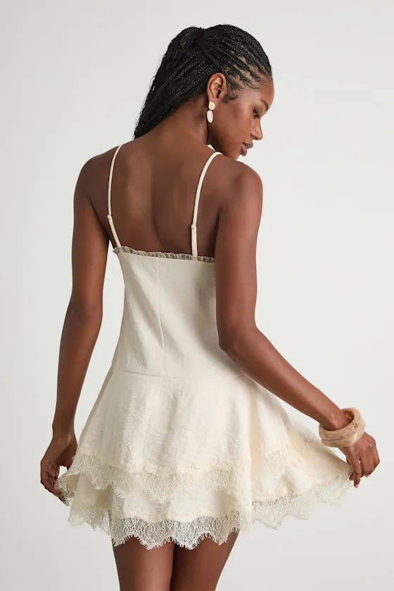 Sahima Cream Lace Tiered Mini Dress sold by Lulus product image thumbnail 3