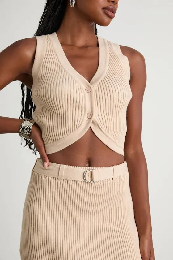 Mariah Cream Ribbed Two-Piece Sweater Midi Dress sold by Lulus product image thumbnail 2
