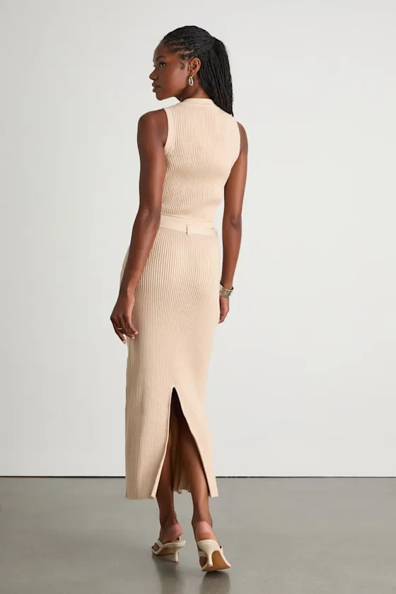 Mariah Cream Ribbed Two-Piece Sweater Midi Dress sold by Lulus product image thumbnail 3