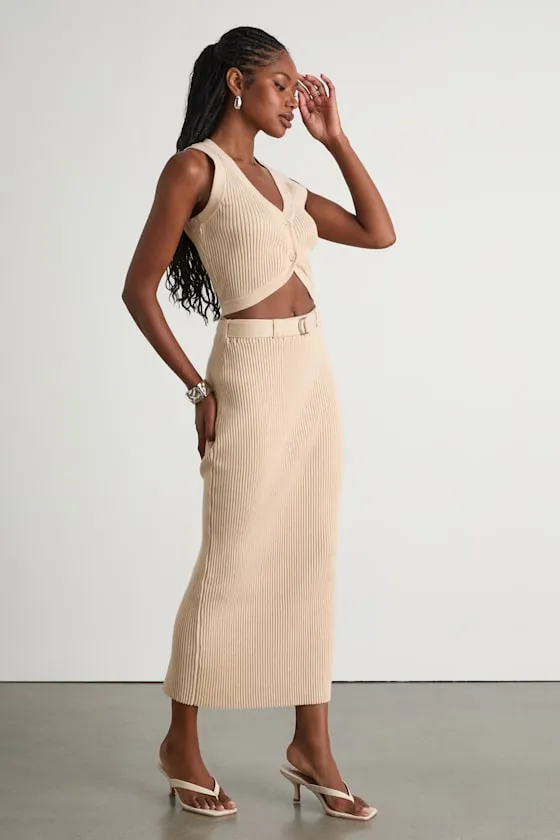 Mariah Cream Ribbed Two-Piece Sweater Midi Dress sold by Lulus product image thumbnail 4