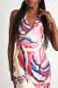 Zinara Cream Multi Abstract Surplice Halter Mini Dress sold by Lulus
