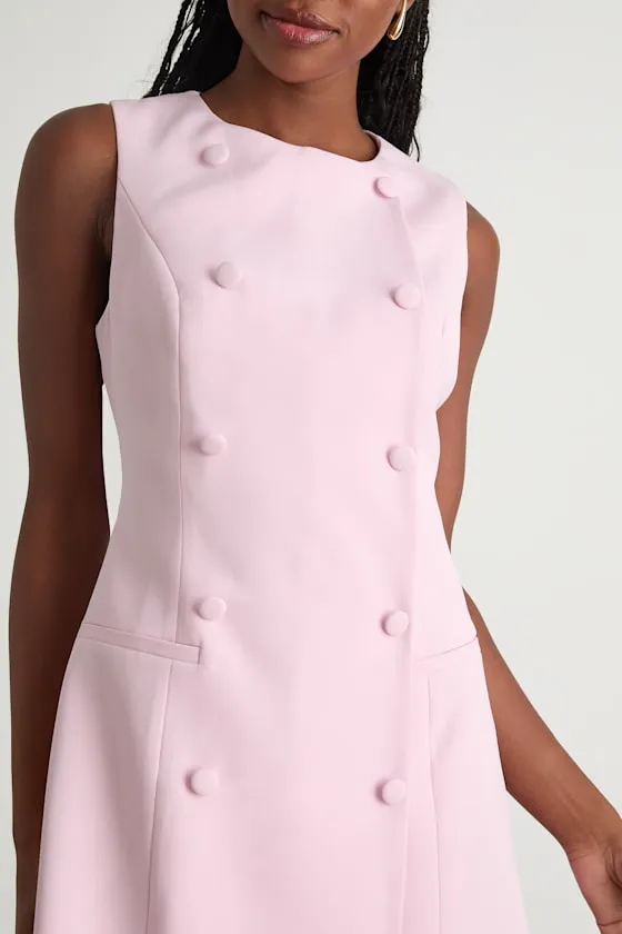 Adelie Light Pink Double Breasted Sleeveless Mini Dress sold by Lulus product image thumbnail 4
